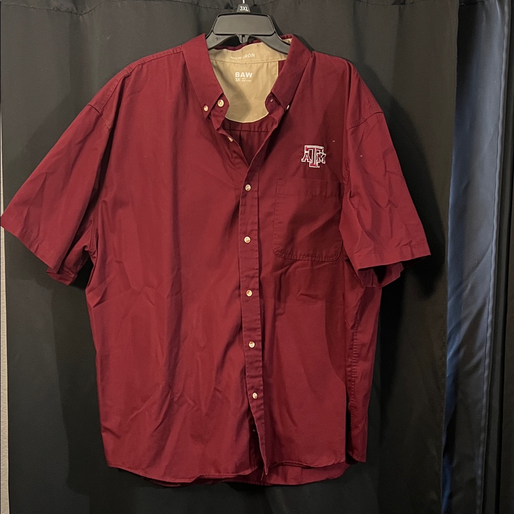 A&M Aggie Men's Maroon Short Sleeve Dress Shirt